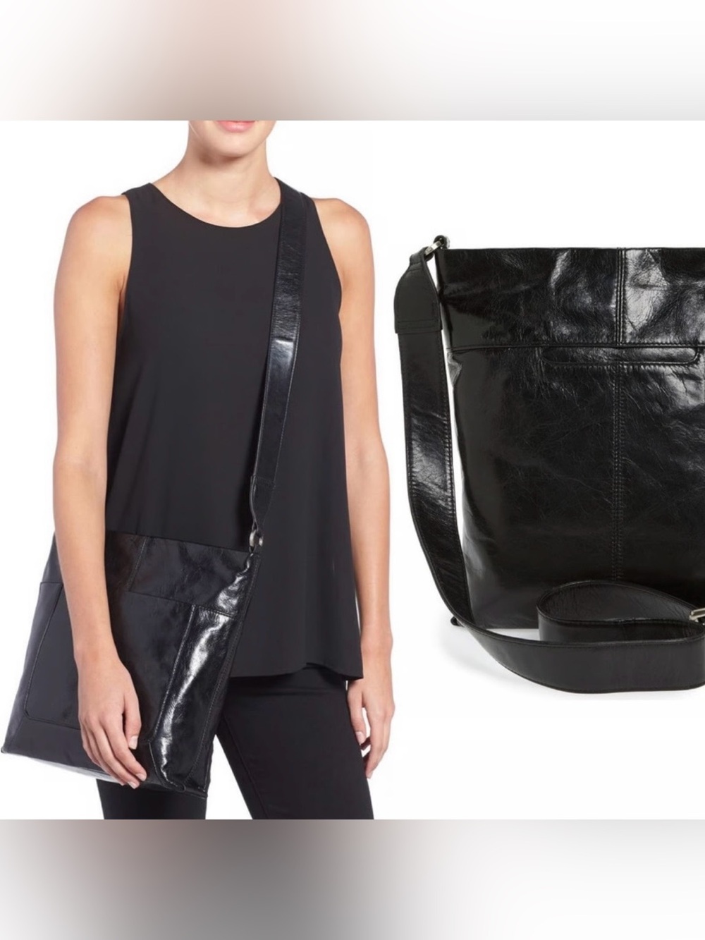 Rare HOBO Reghan Black Leather Shoulder Bag crossbody